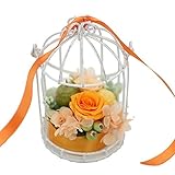 パラボッセ プリザーブドフラワー 鳥かごプリザ オレンジ ケース入 横幅7cmx7cmx高さ13cm preserved flowers