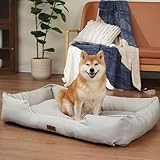 EMME防水 犬ベッド 四季 ペットベッド 洗える 掃除しやすい 犬猫用 ペットソファー 犬用ベッド 丈夫 オックスフォード生地 小型犬 中型犬 蒸れにくい ペットクッション 滑り止め 50x36x9cm グレーM