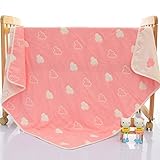 タオルケット 子供用/ベビー用 6重ガーゼケット 柔らかい肌触り　綿100%　お昼寝ケット ブランケット110×110CM ピンク
