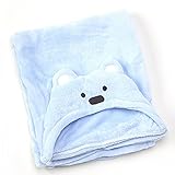 Baby Cute Bear Hooded Swaddle Wrap Infant Receiving Blanket (Blue) by minizone