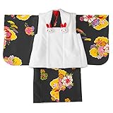 女の子ベビー被布着物セット 1才 黒 白ボア