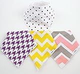 4 BayBee Bandana Drool Bibs, Girls Pack, Soft Cotton w/ Snaps, Cute Baby Gift by Baybee