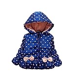 Pojour ベビー服 女の子コート 可愛いドット蝶結びコート 子供服 防寒コットン服 冬 レジャコート おしゃれ 暖かい 厚手 ベビールームウェア 普段着 カジュアル 保温 防寒対策