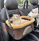 ROODO 犬 ドライブボックス,犬用カーシート,犬 車 ドライブボックス,用金属フレーム構造、折りたたみ式で持ち運びが簡単、保管が簡単、取り外し可能でお手入れが簡単なスリーピングパッド、犬用リード付き、車、トラック、SUVなどに使用子犬、子猫、小型ペット、8KGを負担. (カーキ色)