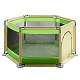 赤ちゃんの遊び場、パッドクッション付き、屋内屋外の安定した子供幼児子供の遊び場ヘビーデューティーフェンス、緑 (色 : 緑)