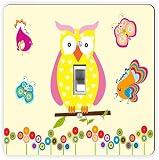 Rikki Knight Yellow Owl Hearts on Deco-Single Toggle Light Switch Plate [並行輸入品]