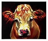 High Quality Brown Cow Canvas Wall Decor