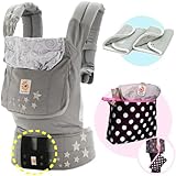 ベビーウエストベルト付エルゴベビー・抱っこ紐 【日本正規品2年間保証-SG認定付】 ギャラクシーグレー (よだれパッド＋エルゴ収納用ポーチ付）