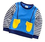 (ラボーグ) La vogue キッズTシャツ 長袖 スウェット トレーナー トップス 秋 冬 男の子 女の子 子供服 カジュアル 通学 普段着 (100＃, Cブルー)