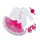 エルフ ベビー(Fairy Baby)ベビー服女の子 長袖 ロンパース チュチュスカート ヘアバンド 3点セット 誕生日 size S (0-3Ｍ) (数字1)