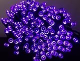 LED ソーラー イルミネーション 太陽発電 300球 点灯8パターン 防水 防雨 屋外 クリスマス イルミ 自動ON/OFF (パープル)