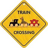 【米国正規商品・並行輸入】ネームトレイン 木製おもちゃ Wooden Train Crossing Sign サイン看板