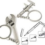 Miniキーチェーンキーホルダータグツールセットwith Movableノギス定規スライド/ Screwdriverマルチツール/レンチキーチェーンツールとガジェットクールギフトIdeas for M