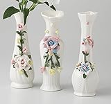 花瓶 フラワーベース花付 [品 : ベース x 3/R7 x 22cm 箱 : 22.5 x 28.5 x 9cm 1200g] [磁器 中国製 ボール箱] | ギフト プレゼント 贈り物 贈答品 結