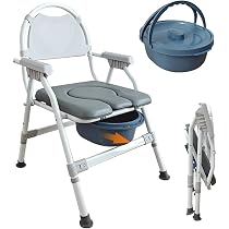介護用椅子 ポータブルトイレ機能付き Amazon | RAKU ポータブルトイレ 介護用 折りたたみ トイレ椅子 高さ5