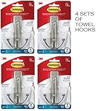 コマンドbath36-sn-es Large Doubleバスフック、サテンニッケル、1-hook、1-large耐水性ストリップ 4-Pack BATH36-SN-ES-4