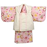 女の子ベビー被布着物セット ピンク 100日 70cm 80cm 中国製