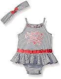 Calvin Kleinベビー女の子ストライプジャージーSunsuit withヘッドバンド