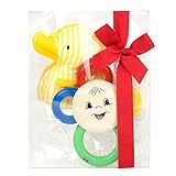 出産祝い ベビーギフト granpapa（グランパパ） 木のラトルニコニコとアニマルラトルのギフトセット (イエローアヒル)