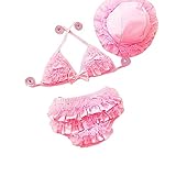 Bellst あす楽 子供水着 キッズ 女の子 ベビー水着 女児用水着 レースミズギ セパレート 水着 キャップ付き 3点セット ビキニ 女の子 バンドゥ 練習用水着 水あそび ガールズ水着 こども 