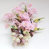 山久 桜とベロニカの壁掛け 1301-5049（CT触媒加工）（シルクフラワー）【造花】