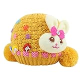 Happy　Cherry　超人気　帽子　ニット　キャップ　女の子　ベビー　キッズ　キュート　可愛い　綿　兎人形付き　ボンボン付き　プレゼント　イエロー