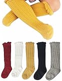 Gellwhu Cable-Knit Knee High Cotton Socks For Newborn Baby Girls Boys Toddlers 5- Pack (0-12 Months)