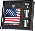 Top Shelf Flasks 6oz American Flagフラスコギフトセットinブラックギフトボックス