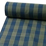 着物 男性 伊勢木綿 反物 未仕立 青×ベージュ格子