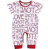 ベビー コットン love ロンパース 可愛い ファッション ソフト (80, 白)