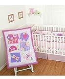 Baby girl Crib Bedding Set 4 Piece Forever Friends in Purple and Pink by Sumersault by Sumersault