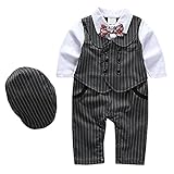Bevalsaベビー フォーマル ロンパース 帽子付き 男の子 スーツ風 カバーオール 子供服 男児 長袖
