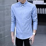 Gaosa　ワイシャツ メンズ 素晴らしい 純色 長袖 ボタンアップ シャツ Yシャツ スリム カジュアル 父の日ギフト (4XL, ブルー)