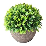 人工フラワーツリーFake Potted PlantウィンドウOffice ShopシェルフLifelike植物装飾Ficus 5" Tall Green グリーン AT0451QF_12.5