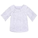 子供服 Tシャツ 上着 シャツ ブラウス 半袖 5分袖 レース 女の子 ベビー 可愛い 夏 ホワイトv