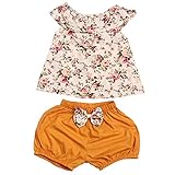 Domybest　ベビー服　女の子　セットアップ キッズ服　キッズTシャツ 半袖Tシャツ+ショートパンツ　上下 2点セット 花プリント 赤ちゃん　キッズ　ガールズ　カジュアル　お出かけ　普段着 春　夏