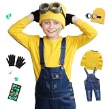 [GOKEI] ハロウィン コスプレ 子供 5点セット ミニオン 仮装 キッズ コスチューム ミニオンズ 子供服 【黄色いトレーナー オーバーオール ニット帽 ゴーグル 手袋】 ミニオン用 衣装 子ども 男の子 女の子 クリスマス パーティー イベント 110cm