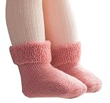fulaixi子供 冬上品 保温 肥厚 ウール靴下 0-3-6月 3足セット/ベビーソックス (M, ピンク)