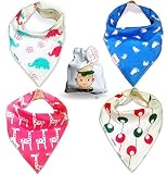 Tiny Captain Baby Bandana Drool Bibs for Girls - Premium Soft Absorbent Cotton Modern Bib Set - Best