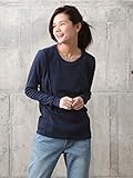 Angeliebe エンジェリーベ 産後 授乳服 綿混 やわらか フライス クルーネック Tシャツ 授乳口付き 授乳ウエア 長袖 フリー ネイビー 30128 30128300