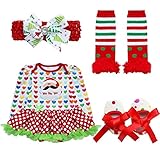 （イーエフイー）EFE　子供コスチューム　クリスマス衣装　ロンパーススカート+ヘッドバンド+靴+レッグウォーマー　可愛い4点セット　ベビー仮装　変装　赤ちゃん　サンタさん レッド4 L