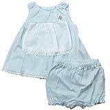 《初夏盛夏対応》(日本製) Pample Mousse(パンプルムース) 天竺ドット柄レースエプロン風ミルキースーツ 70cm /SA NO.DP-72455