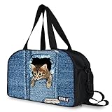 Ledback ボストンバッグ スポーツバッグ 靴入れ マザーズバッグ かわいい 猫柄 萌ちゃん 豊富な柄 トラベルバッグ 3way ショルダー付 大容量 2~3泊程度 旅行 ビジネス 軽量 個性的な