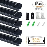 lightingwill LEDアルミチャンネルU形状u04p 5x1M-Pack HKALP-TP-U04B 5