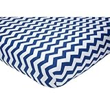 Little Love by NoJo Separates Collection 6 Piece Printed Chevron Crib Sheet, Navy/White, 52 x 28 by 