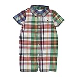 (ポロ ラルフローレン チルドレンズウェア)POLO RALPH LAUREN CHILDRENSWEAR ベビー 男の子 ショートオール Cotton Madras Shortall ホワイト/ブル
