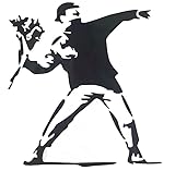 花束 バンクシー 車 ステッカー バイク 黒 各約縦12cm×約横11cm カッティングシート ステッカー 黒 ブラック