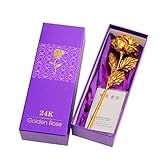 ueetek Romantic GoldenローズフラワーforバレンタインギフトLong Stem合金人工花のウェディング誕生日