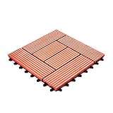 ウッドパネル ウッドタイル ウッドデッキ 人工木 27枚セット 樹脂 ベランダタイル ジョイントパネル 木製タイル (タイプC・ナチュラルレッド)