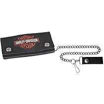 Harley-Davidson ブラックレザー ウォレットチェーン Harley-Davidson® Men's Embossed Bar & Shield Biker Chain